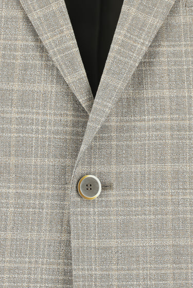 Orta Gri Relaxed Fit Rahat Kesim Klasik Ekose Ceket