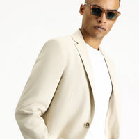 Light Beige 4-Drop Relaxed Fit Classic Patterned Jacket