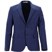 Orta Lacivert 7 Drop Slim Fit Dar Kesim Klasik Desenli Ceket