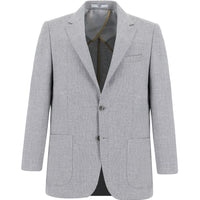 Açık Gri Slim Fit Dar Kesim Desenli Keten Karışımlı Ceket