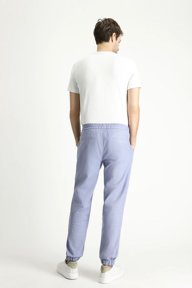 Açık Mavi Regular Fit Beli Lastikli İpli Pamuk Pantolon