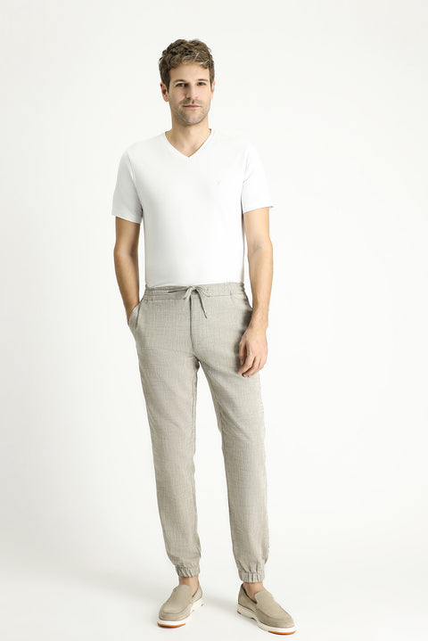 Orta Gri Regular Fit Standart Kesim Beli Lastikli İpli Pamuk Jogger Pantolon