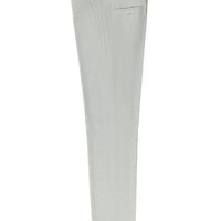 Açık Gri Slim Fit Dar Kesim Desenli Beli Lastikli İpli Likralı Klasik Kumaş Pantolon