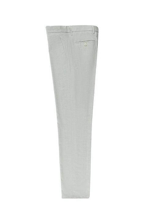 Açık Gri 7 Drop Slim Fit Dar Kesim Desenli Beli Lastikli İpli Likralı Klasik Kumaş Pantolon