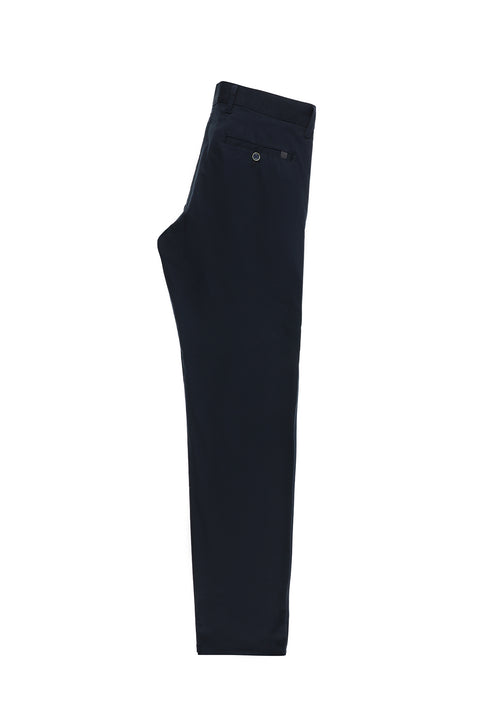 Koyu Lacivert Regular Fit Standart Kesim Likralı Kanvas / Chino Pantolon