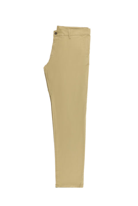 Orta Bej Regular Fit Standart Kesim Likralı Kanvas / Chino Pantolon