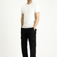 Siyah Regular Fit Likralı Kargo Pantolon