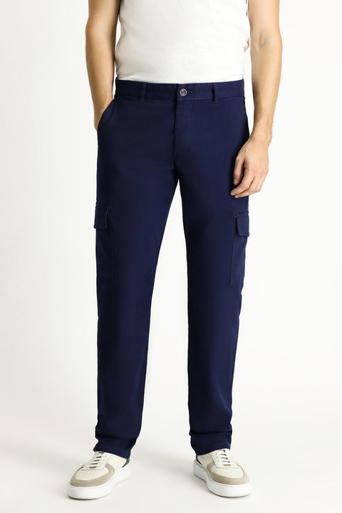 Açık Lacivert Regular Fit Standart Kesim Likralı Kargo Pantolon
