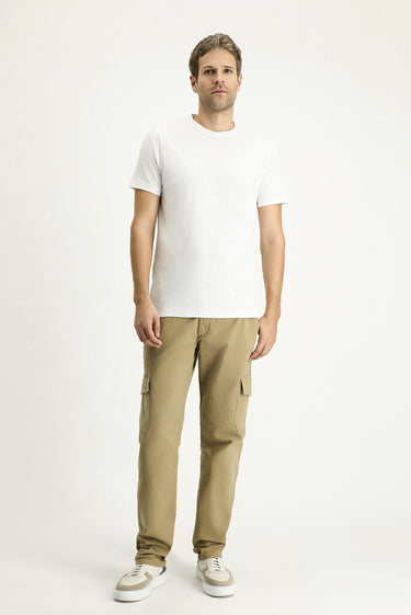 Orta Bej Regular Fit Likralı Kargo Pantolon