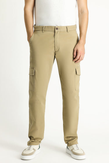 Orta Bej Regular Fit Likralı Kargo Pantolon