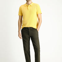 Koyu Haki Regular Fit Standart Kesim Beli Lastikli Likralı Chino/Kanvas Pantolon