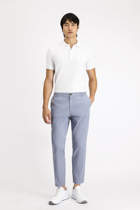 Aviator Blue Regular Fit Standard Cut Elastic Waist Lycra Canvas / Chino Pants