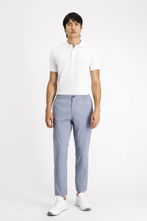 Aviator Blue Regular Fit Standard Cut Elastic Waist Lycra Canvas / Chino Pants