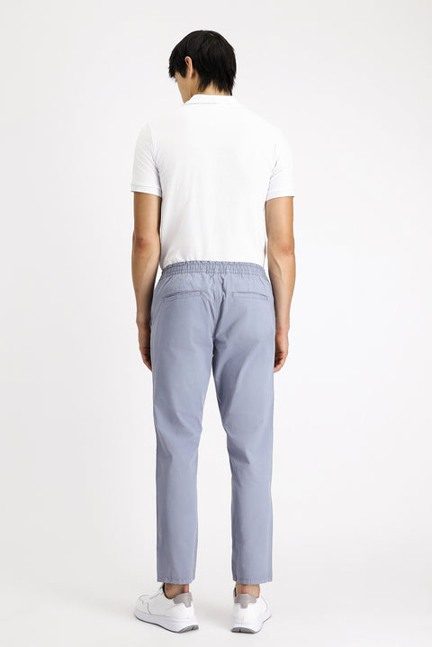 Aviator Blue Regular Fit Standard Cut Elastic Waist Lycra Canvas / Chino Pants