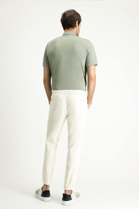 Krem Regular Fit Standart Kesim Likralı Beli Lastikli İpli Pantolon