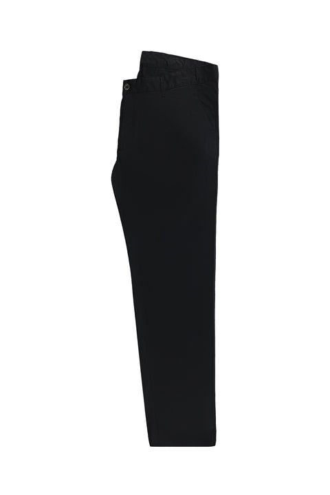 Siyah Relaxed Fit Rahat Kesim Likralı Kanvas / Chino Pantolon