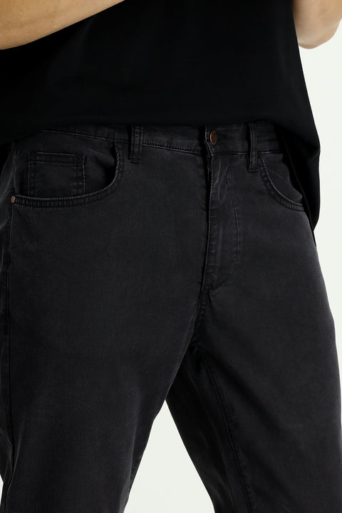 Koyu Antrasit Regular Fit Standart Kesim Likralı Denim Look Pantolon
