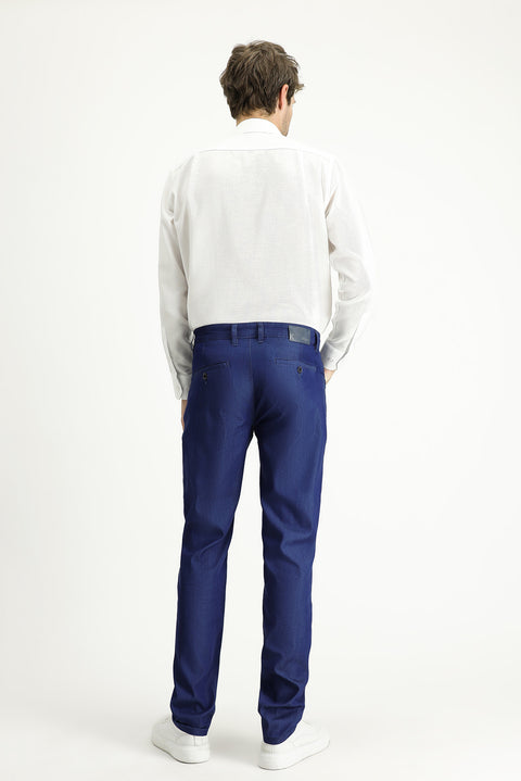 Açık Lacivert Regular Fit Standart Kesim Likralı Denim Look Pantolon