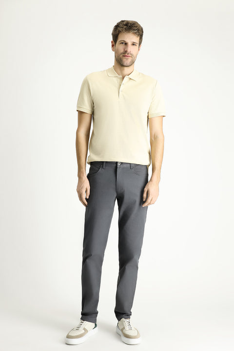 Medium Grey Slim Fit Stretch Canvas / Chino Trousers