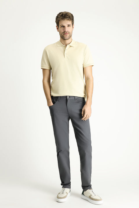Medium Grey Slim Fit Stretch Canvas / Chino Trousers