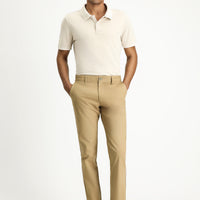 Koyu Bej Slim Fit Dar Kesim Desenli Likralı Kanvas / Chino Pantolon