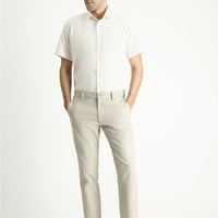 Açık Vizon Slim Fit Dar Kesim Desenli Likralı Kanvas / Chino Pantolon