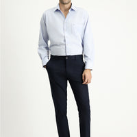 Koyu Lacivert Regular Fit Standart Kesim Desenli Likralı Chino/ Kanvas Pantolon