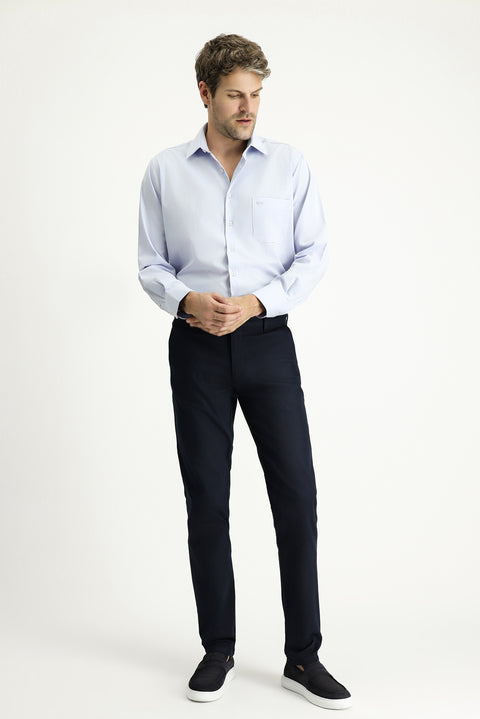 Koyu Lacivert Regular Fit Standart Kesim Desenli Likralı Chino/ Kanvas Pantolon