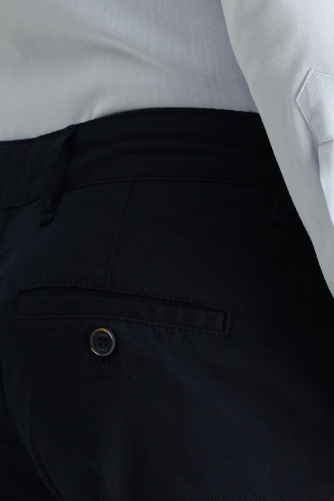 Koyu Lacivert Regular Fit Standart Kesim Desenli Likralı Chino/ Kanvas Pantolon