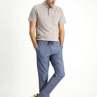 Koyu Havacı Slim Fit Dar Kesim Beli Lastikli İpli Desenli Likralı Pantolon