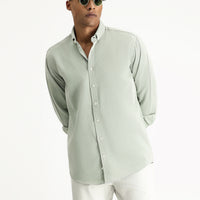 Dark Green Long Sleeve Regular Fit Oxford Cotton Shirt
