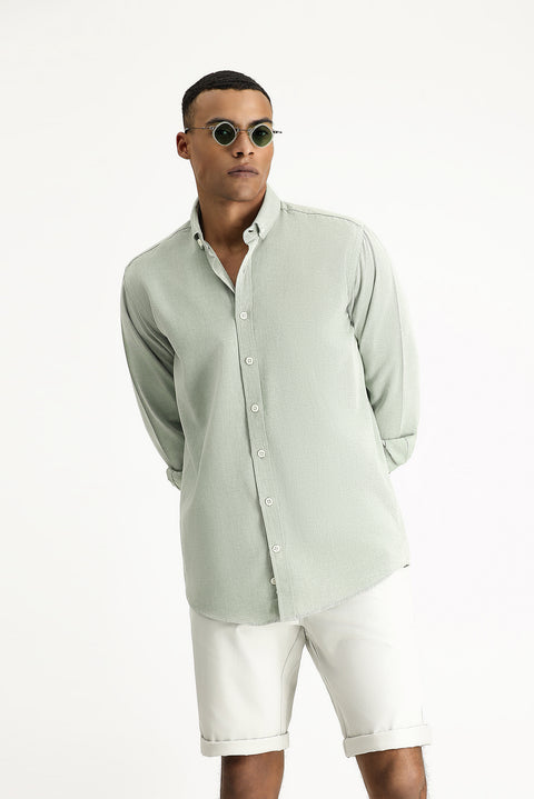 Dark Green Long Sleeve Regular Fit Oxford Cotton Shirt