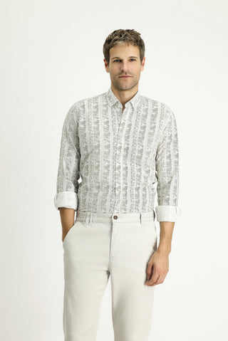 Açık Haki Uzun Kol Slim Fit Dar Kesim Gömlek