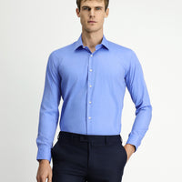 Gök Mavisi Uzun Kol Slim Fit Dar Kesim Klasik Pamuk Gömlek