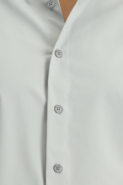 Açık Gri Techno-Line Uzun Kol Slim Fit Dar Kesim Likralı Gömlek