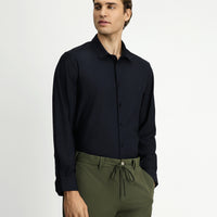 Black Techno-Line Long Sleeve Slim Fit Narrow Cut Knitted Lycra Shirt