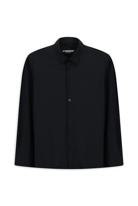 Black Techno-Line Long Sleeve Slim Fit Narrow Cut Knitted Lycra Shirt