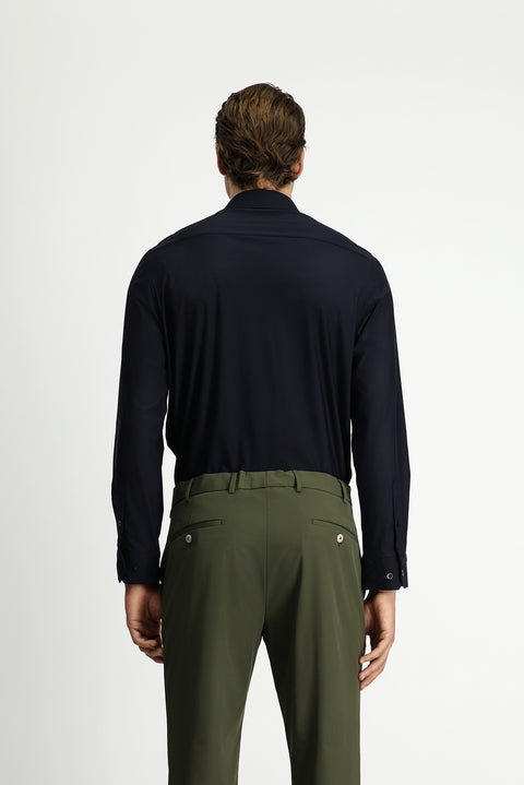 Black Techno-Line Long Sleeve Slim Fit Narrow Cut Knitted Lycra Shirt