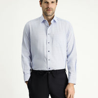 Mavi Uzun Kol Regular Fit Non Iron Ekose Pamuklu Gömlek