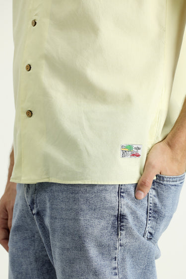 Sarı Kısa Kol Regular Fit Pamuk Gömlek