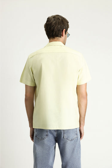 Sarı Kısa Kol Regular Fit Pamuk Gömlek