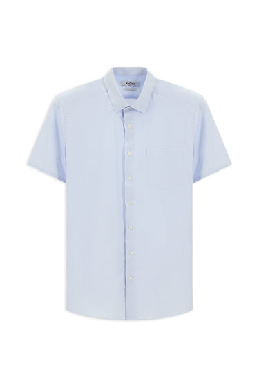 Açık Mavi Kısa Kol Regular Fit Non Iron Pamuklu Desenli Gömlek