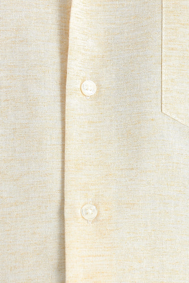 Sarı Kısa Kol Regular Fit Desenli Spor Pamuklu Gömlek