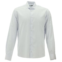 Uçuk Mavi Uzun Kol Slim Fit Dar Kesim Çizgili Pamuklu Kolay Ütülenebilir Gömlek