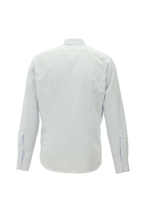 Uçuk Mavi Uzun Kol Slim Fit Dar Kesim Çizgili Pamuklu Kolay Ütülenebilir Gömlek