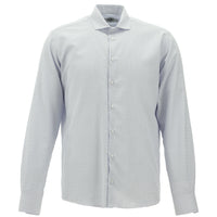 Koyu Mavi Uzun Kol Slim Fit Dar Kesim Çizgili Pamuklu Kolay Ütülenebilir Gömlek