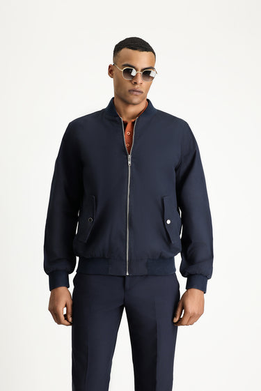 Açık Lacivert Mevsimlik Ribanalı Pamuklu Bomber Ceket Mont