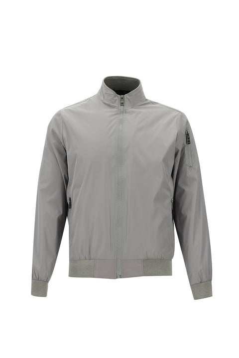 Orta Gri Ribanalı Mevsimlik Spor Bomber Ceket Mont