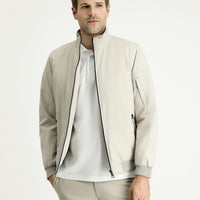Stone Ribbed Seasonal Sport Bomber Jacket