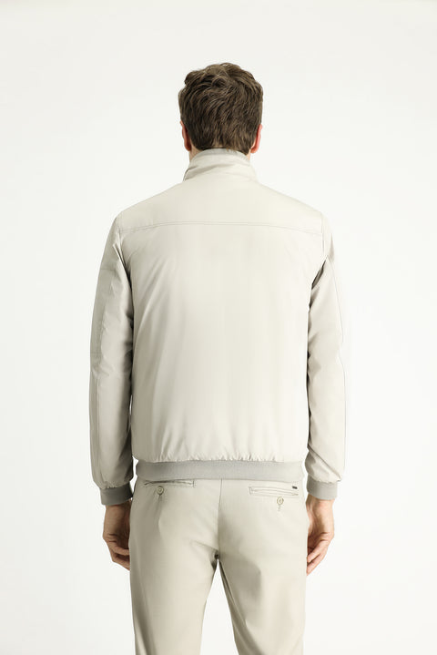 Stone Ribbed Seasonal Sport Bomber Jacket